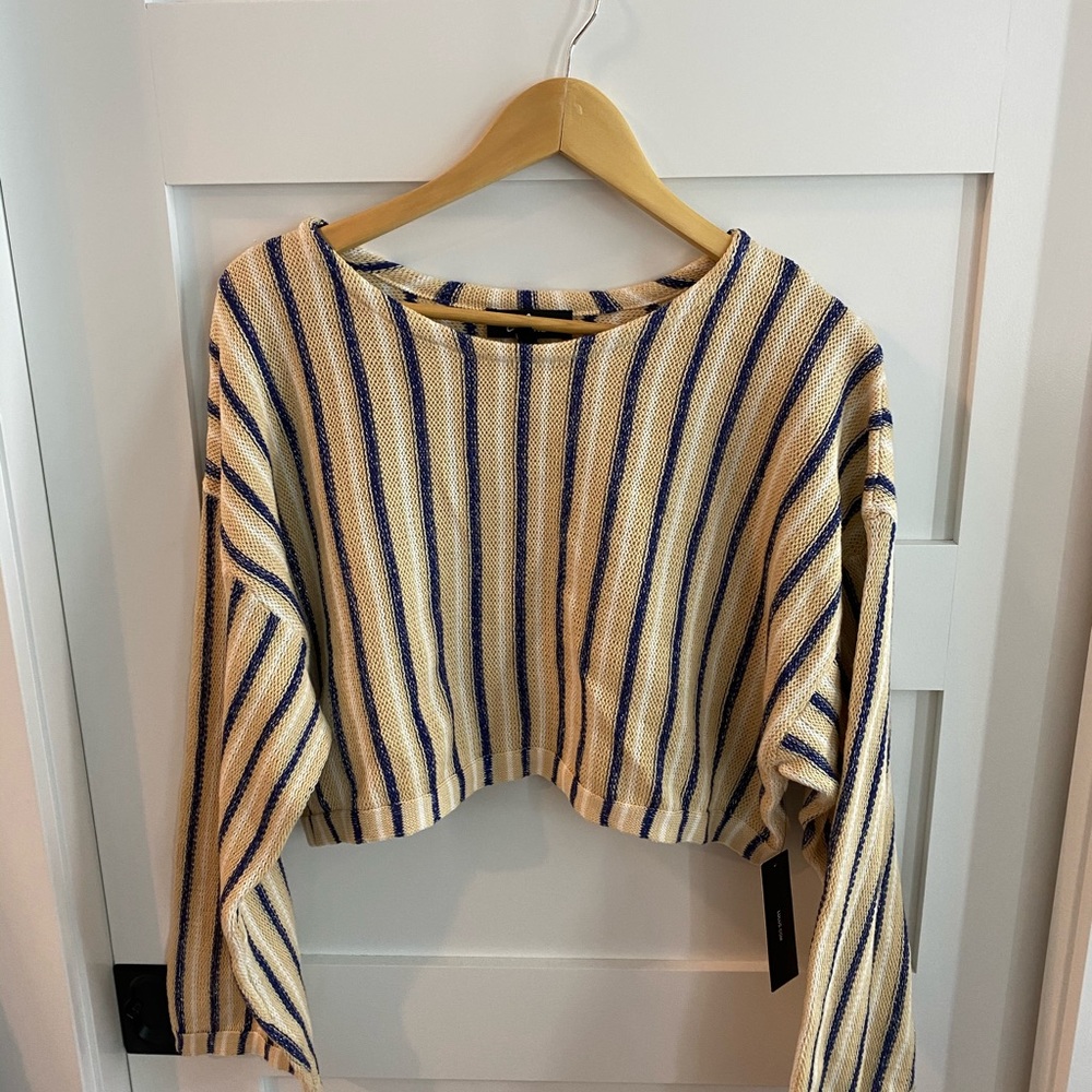 Navy Blue & Beige Stripped Sweater